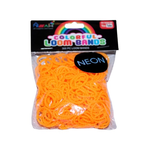 Orange Colour Beaded Neon Loom Bands 300pce + 16 S Clips