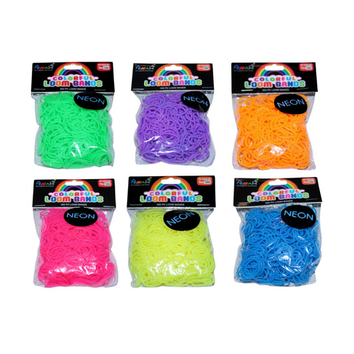 1800pce Beaded Neon Colour Loom Bands Kit, Mixed Colours