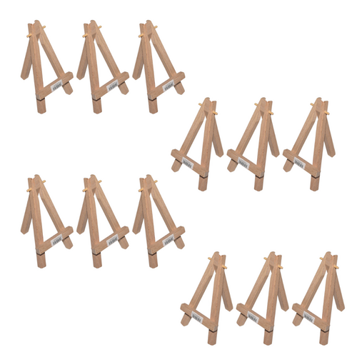 12pce 6cm Small Timber Easel Set Natural Colour Cute Craft Stand