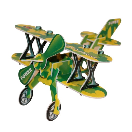 Kids 3D Green Bi-Plane Puzzle, Educational and Fun, Thinking Puzzles MQ009