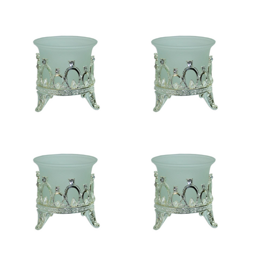 4x Wedding  Tea Light Candle Holder Set Silver Metal Centre Table Decoration