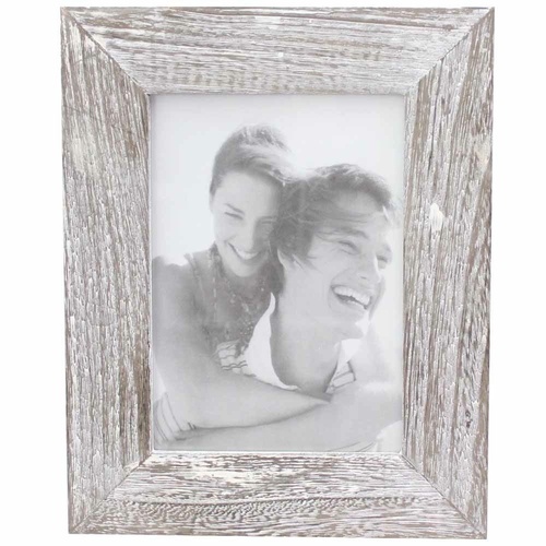 25x20cm Wooden Beach Brown Wash Photo Frame for 5x7” Prints Vintage Style