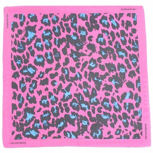 Bandana Blue Animal Print on Hot Pink 1pce 54cm 100% Cotton Head Wrap Scarf