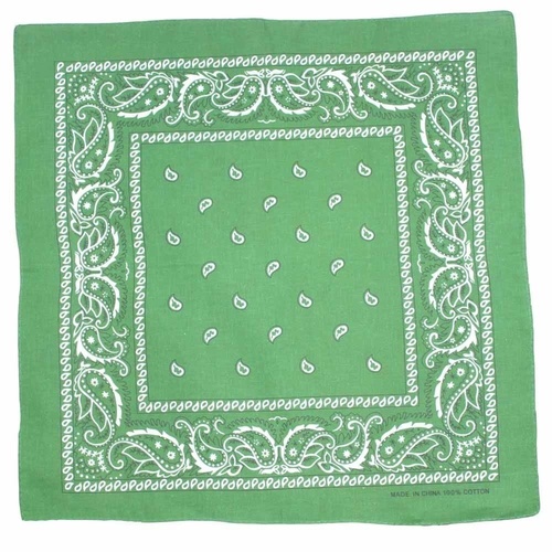 Bandana Green Modern Paisley 1pce 54cm 100% Cotton Head Wrap Scarf