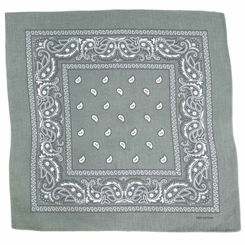 Bandana Green Modern Paisley 1pce 54cm 100% Cotton Head Wrap Scarf