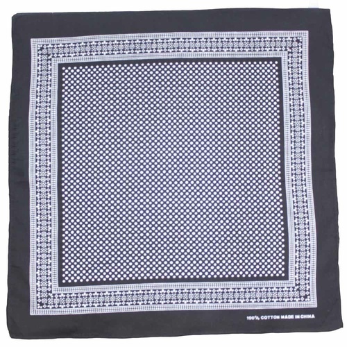Bandana - Flower Polka Dot Black and White 100% Cotton 55x55cm