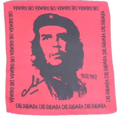 Bandana Che Guevara Symbols on Red 1pce 54cm 100% Cotton Head Wrap Scarf