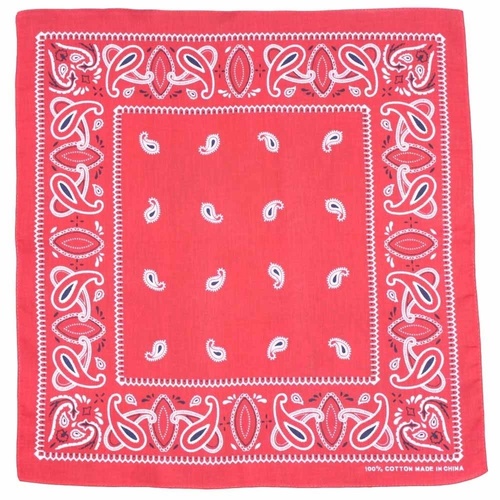 Bandana - Red with White and Black Traditional Party Paisley 100% Cotton 55x55cm