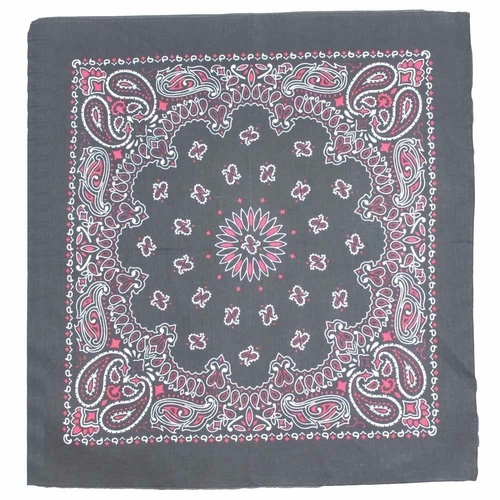 Bandana Nautical Paisley on Black with Red 1pce 54cm 100% Cotton Head Wrap Scarf
