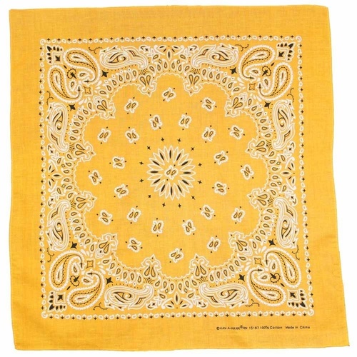 Bandana - Yellow Orange Traditional Nautical Paisley 100% Cotton 55x55cm