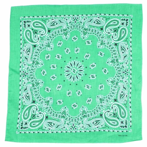 Bandana - Mid Green Wash Traditional Nautical Paisley 100% Cotton 55x55cm