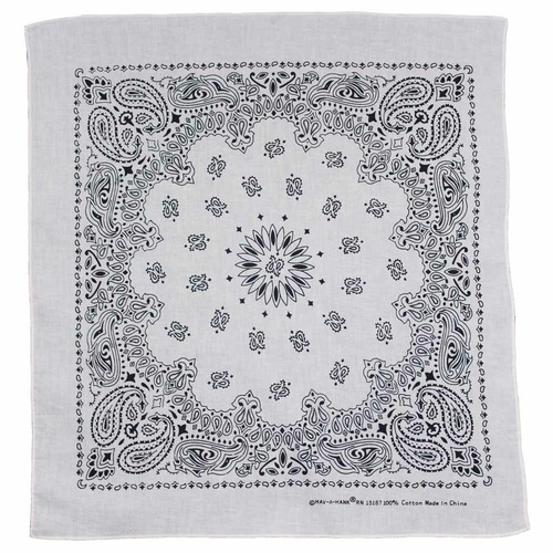 Bandana White Nautical Paisley 1pce 54cm 100% Cotton Head Wrap Scarf