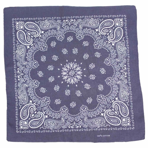 Bandana Navy Blue Nautical Paisley 1pce 54cm 100% Cotton Head Wrap Scarf