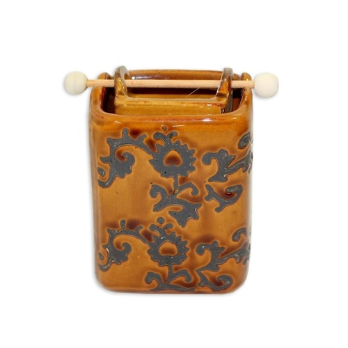 10cm Ceramic Oil Burner Yellow  Glazed Well Design, Fragrant Aroma  MQ-082