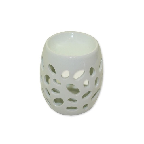10cm Ceramic Oil Burner White Glazed Modern Design, Fragrant Aroma,  MQ-090