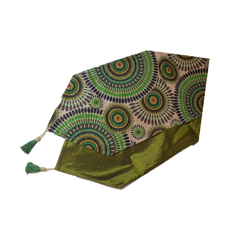 1pce 220x32cm Green Designer Vintage Style Table Runner / Bed End Throw Embroided