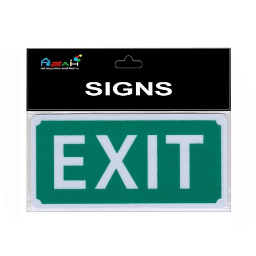 Miniature Emergency Exit Sign Plastic Green / White 8x4cm