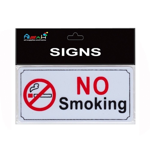 Miniature No Smoking Sign Plastic Black / White / Red 8x4cm