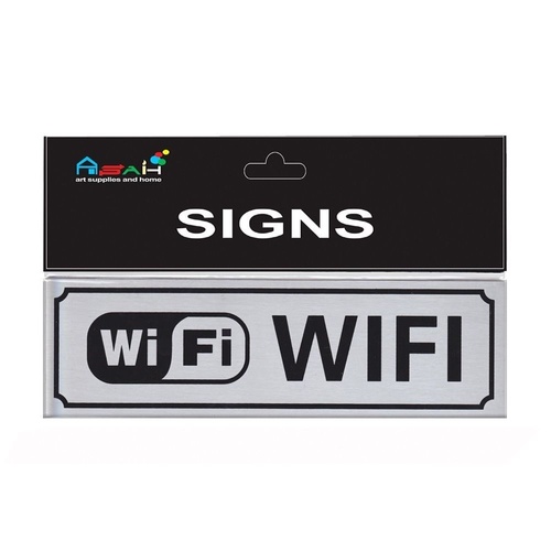 WIFI Brushed Steel Sign Black / Silver 20x6cm