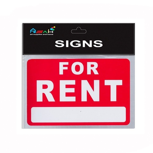 For Rent Plastic Sign Red / White 30x20cm MQ-296
