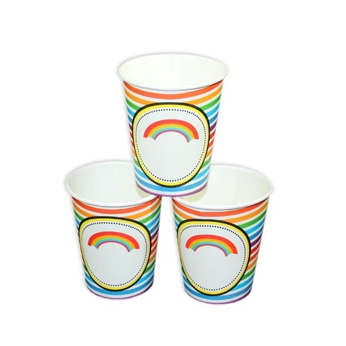 12pce Rainbow Stripe Party Cups, Great for Party Events