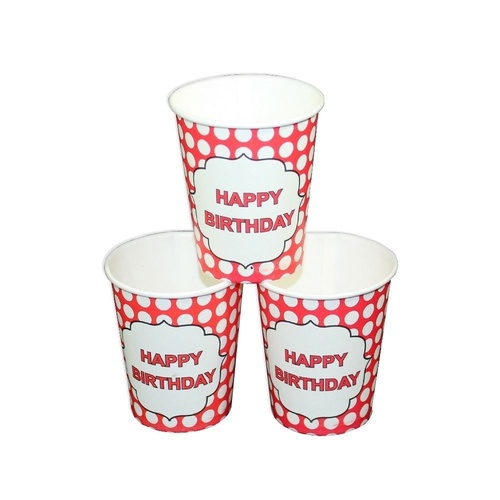 12pce Paper Cups Red Polka Dots Theme Party 200ml for Birthday Parties