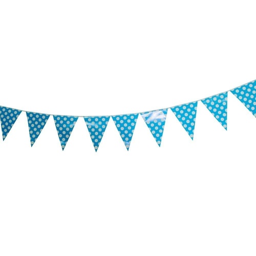Blue Polka Dot 2m Party Bunting Flags Paper with Quality Stitched Joinings MQ311
