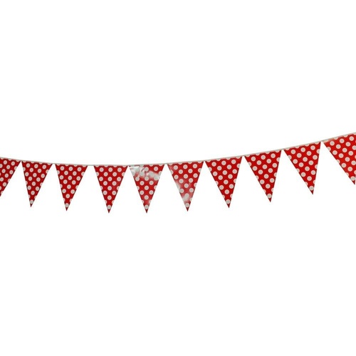 Red Polka Dot 2m Party Bunting Flags Paper with Quality Stitched Joining