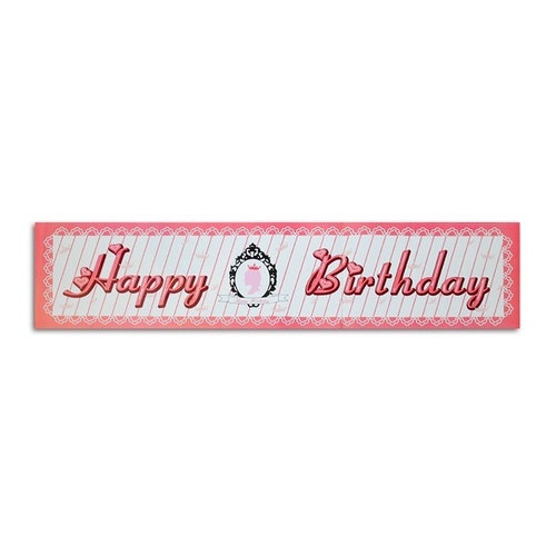 Pink Princess Happy Birthday Theme Party Banner 100x30cm Sign 1pce