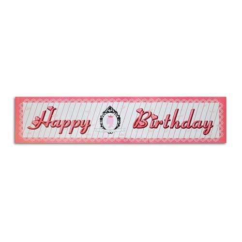 Pink Princess Theme Party Banner 100x30cm Sign Great for Happy Birthday Parties