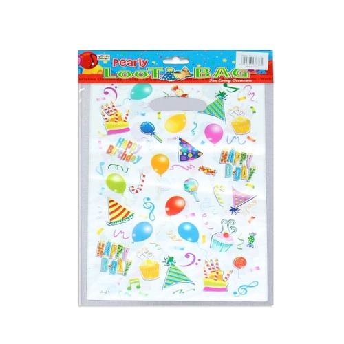 White Birthday Theme Party Loot Bags 10pce 25x15cm Great for Lollies & Gifts for Kids