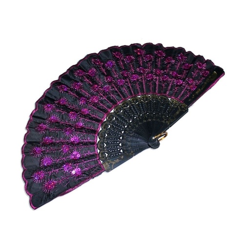 5 x Black w/ Pink Sequin Fan, Dance Groups, Theatre, Show Girl, Theming MQ-348
