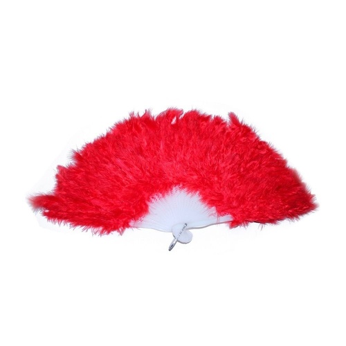 5 x Red Feathered Fan, for Dance Groups, Theatre, Show Girls or Theming MQ-350