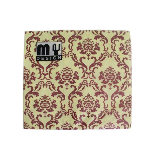 20 Pack Red & Yellow French Design 2 ply Premium Party Napkins 33x33cm Serviettes Disposable