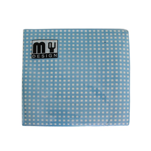 20 Pack Blue and White Check Design 2 ply Premium Party Napkins 33x33cm Serviettes Disposable