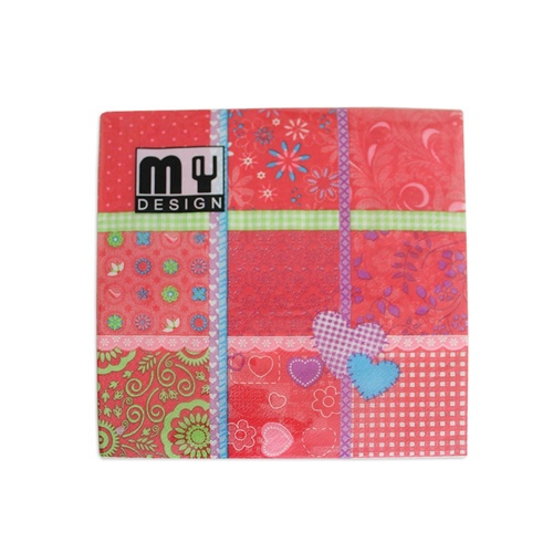 20 Pack Pink Patchwork Design 2 ply Premium Party Napkins 33x33cm Serviettes Disposable