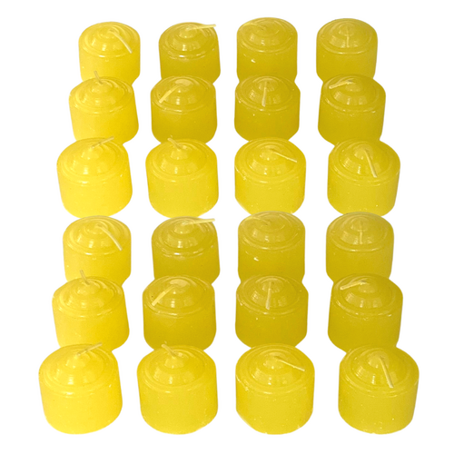 24pce Votive Wax Candle 3.5cm Lemon Scented Yellow Colour Party 
