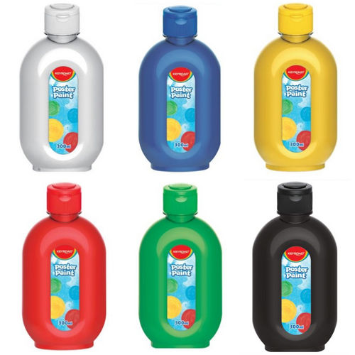 6pce Poster Paints Intro Set 300ml Bottles Squeeze or Pour Vivid Colour Art & Craft