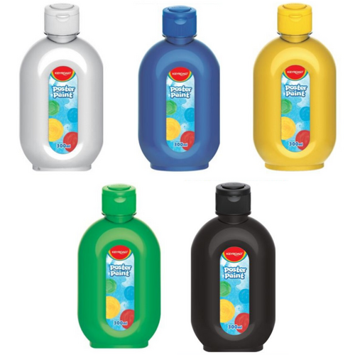 5pce Poster Paints Intro Set 300ml Bottles Squeeze or Pour Vivid Colour Art & Craft