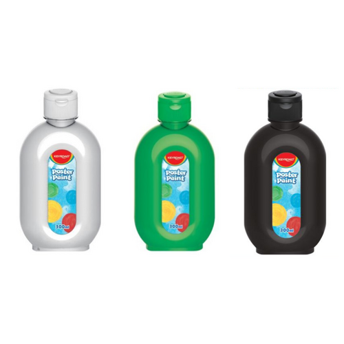 3pce Poster Paints Intro Set 300ml Bottles Squeeze or Pour Vivid Colour Art & Craft
