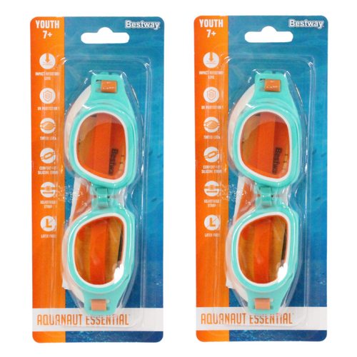 2x Swimming Goggles Aqua Kids 7+ Silicone UV Protectant & Anti Fog