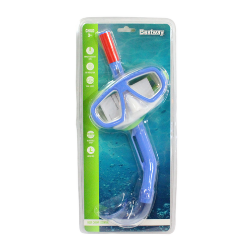 Kids Snorkel & Mask Set Blue Colour UV Protection Latex Free 2pce