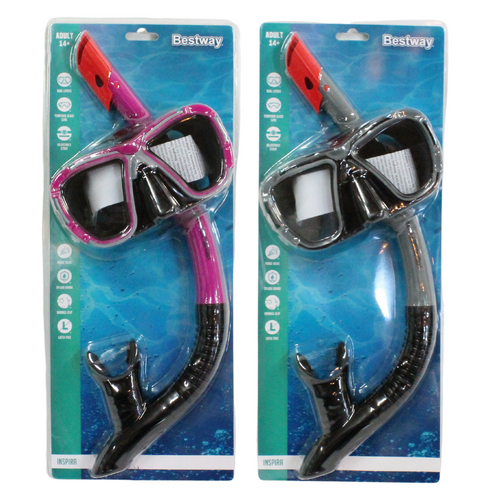 Pair of Snorkels & Masks Pike Set Adult UV Protection, Clip & Valve