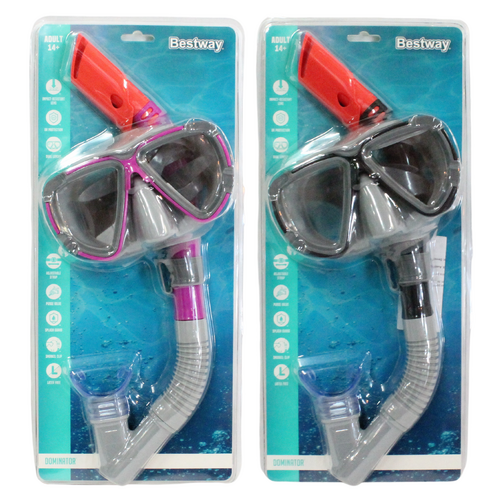 Pair of Snorkels & Masks Pike Set Adult 14+ UV Shield, Clip & Valve