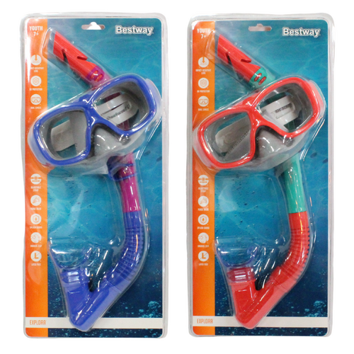 Pair of Snorkels & Masks Pike Set Kids 7+ UV Protection, Clip, Valve