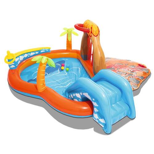 Kids Inflatable Pool Lava Lagoon Play Slip n Slide 2.65x1.04m Summer Water Park