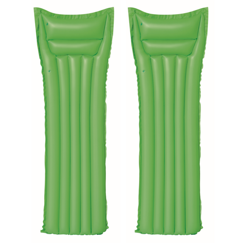 2x Inflatable Air Mats Lounger Pool Toy Set Green Colour 1.83m