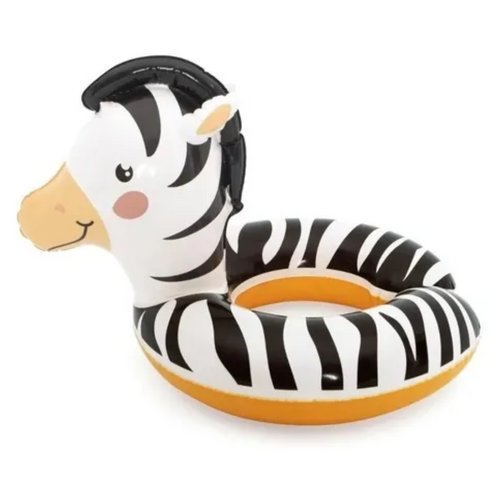 Inflatable Swim Ring 1pce Zebra Safari Shaped 57cm Diameter Kids Pool Toy