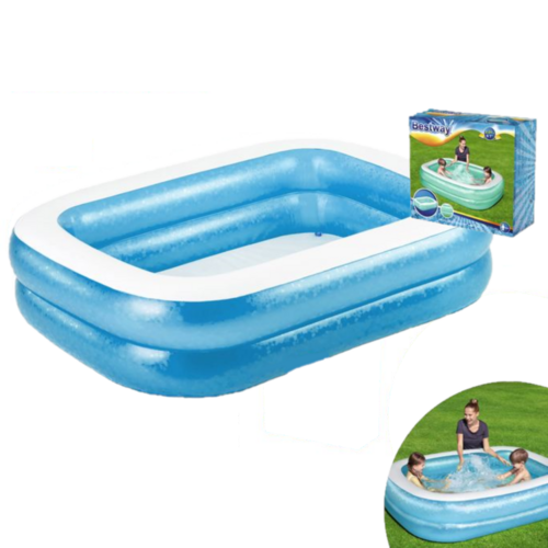 Giant Rectangular Inflatable Pool 201x150x51cm Blue Summer Kids Family Fun PVC 