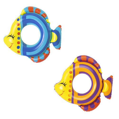 Inflatable Swim Rings Set 2pce Fish Shaped 81cm Diameter Kids Pool Toy